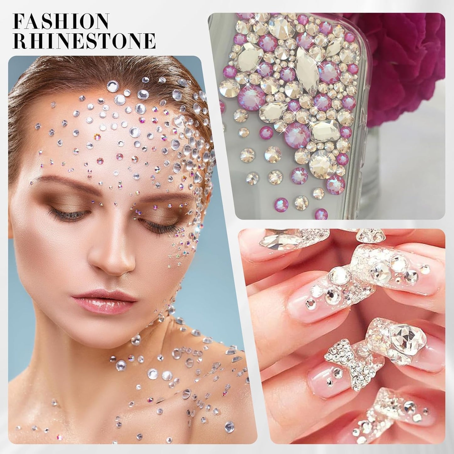 Novani 72pcs Clear Rhinestones Flat Back Round Rhinestone Style 2088 Sparkly Crystal Gemstones for Nail Art and Crafting,SS40(8.3-8.6mm)