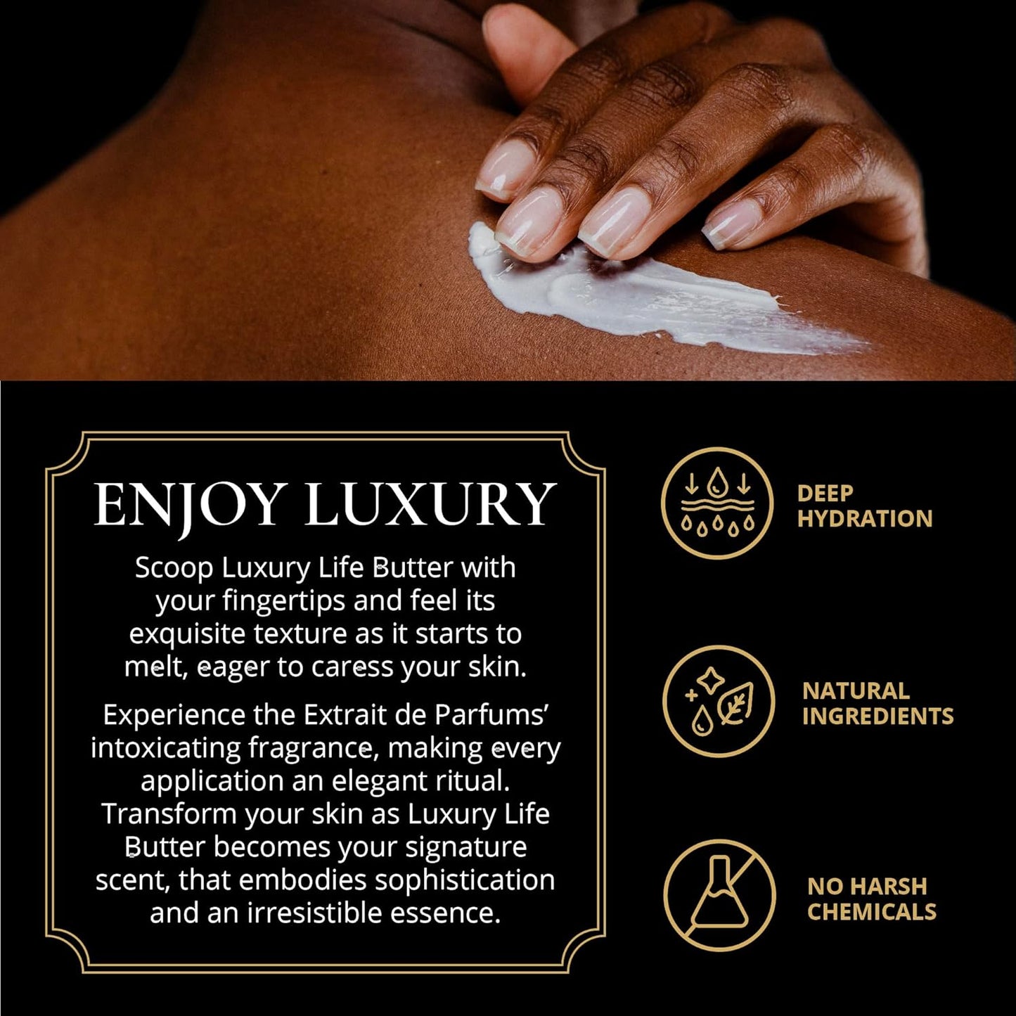 LUXURY LIFE BUTTER - Irresistibly Scented Body Butter with Hyaluronic Acid for Ultimate Moisture. Hydrates for a Non-Greasy Glamorous Glow (Presidential, Intimate Dessert, Tobacco Vanilla 5 oz)
