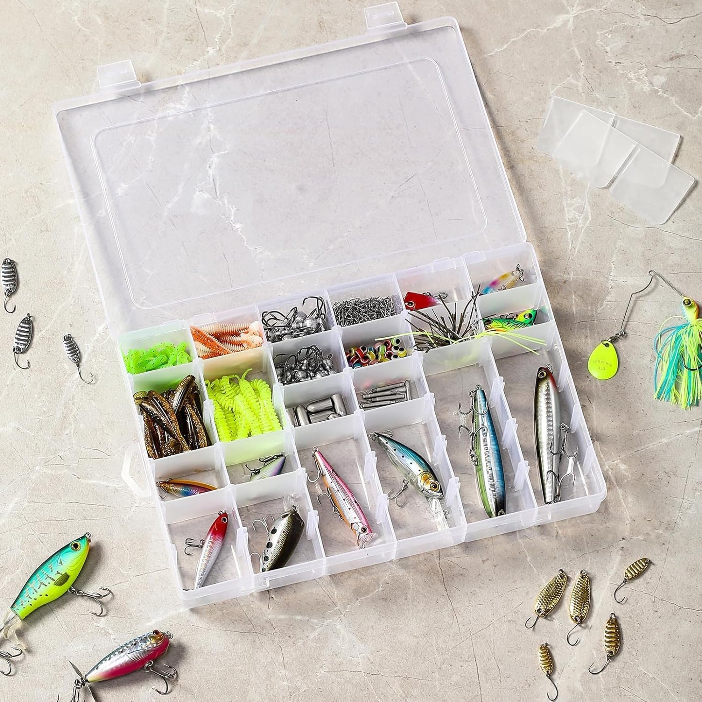 Plastic Organizer Container Box,36 Large Grids Clear Plastic Organizer Box with Adjustable Dividers Craft Organizers (Clear-4pack-144 Grids)