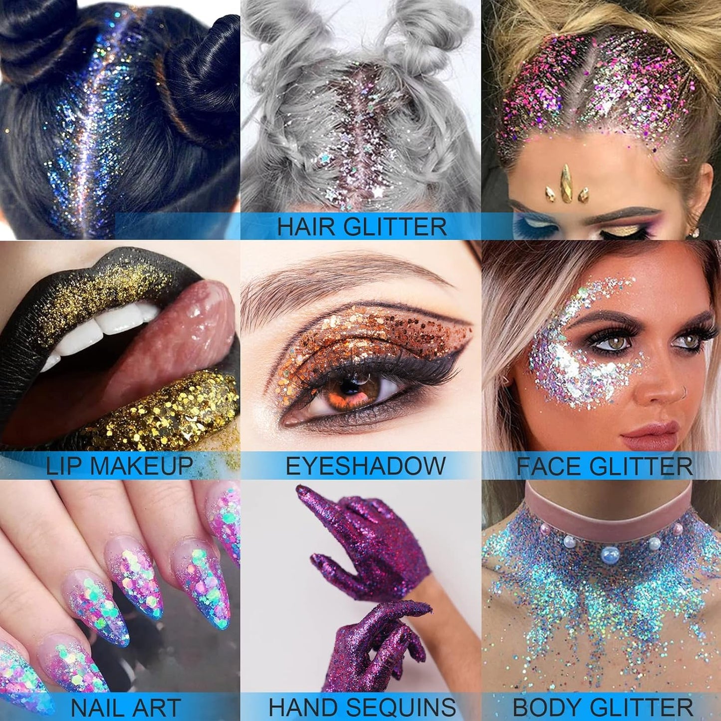 Holographic Face Glitter Gel Body Shimmer Makeup for for Hair, Face, Clavicle, Arm, Nail, Eyeshadow, Long Lasting Waterproof Mermaid Sequins Party Glitter for Rave Festival, 1.35oz (Laser Silver #5)