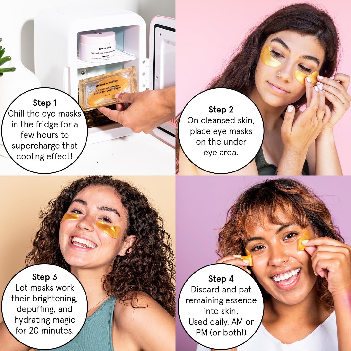 grace & stella Award Winning Under Eye Mask - Travel Size Toiletries - Bridal Shower Gifts - Gel Eye Patches for Dark Circles, Puffy Eyes, Wrinkles, Undereye Bags - Vegan - Self Care (6 Pairs, Gold)
