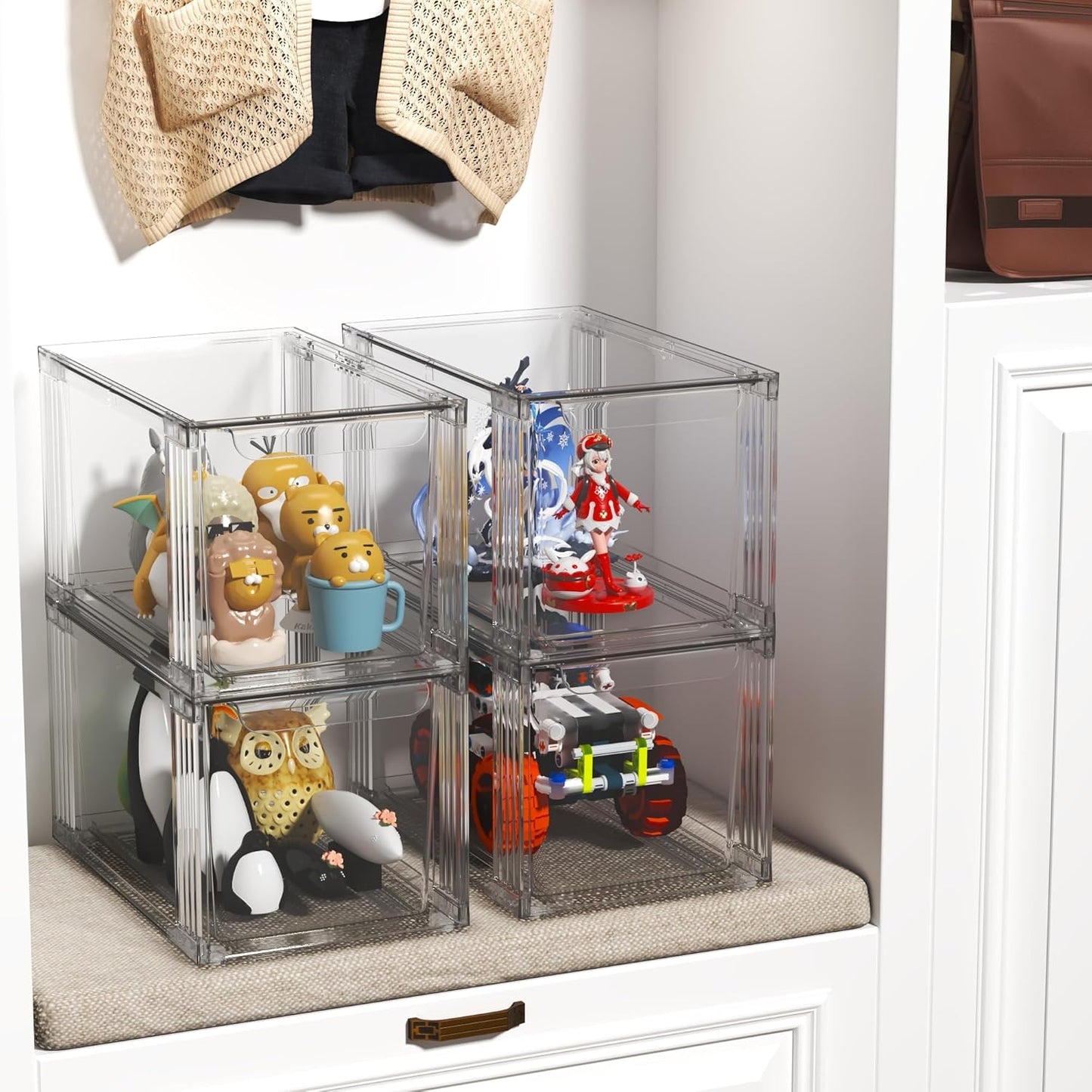 Stackable Kitchen Storage Drawers,Clear with Handles Acrylic Bathroom Makeup Organizer Bins,Easily Assemble,For Vanity, Undersink, Kitchen Cabinet,Pantry Organization and Storage (2Pack)