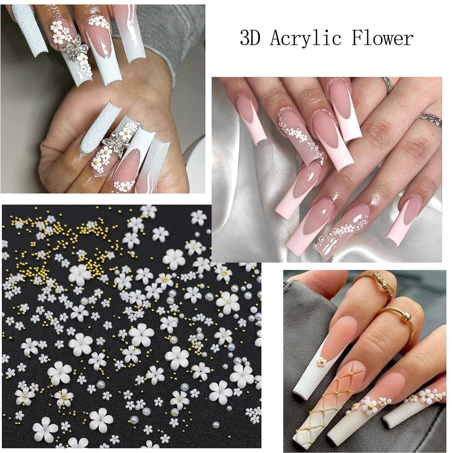Nail Art Charms with Rhinestones Glue Gel Flatback Pearls Nail Charms Luxurious Nails Supplies Accessories Gold Steel Ball Gems Jewelry Pearls for Women Nails Design