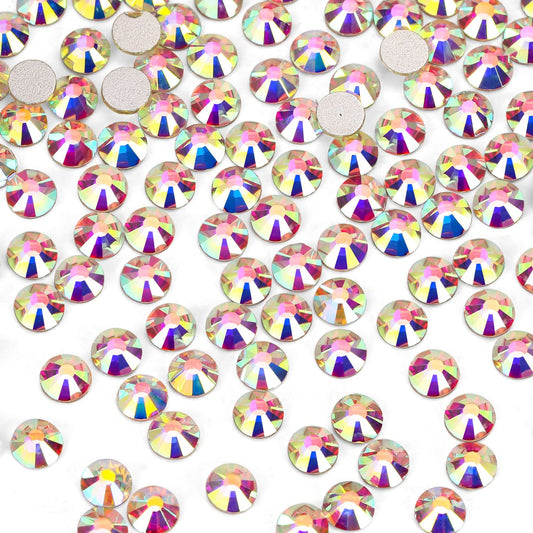 1440Pcs Crystal Ab Crystal Rhinestones,Glass Flatback Rhinestones Gemstones Small for Nail Face Makeup Art Crafts Clothes Decoration -(SS8,2.4mm,Crystal Ab)