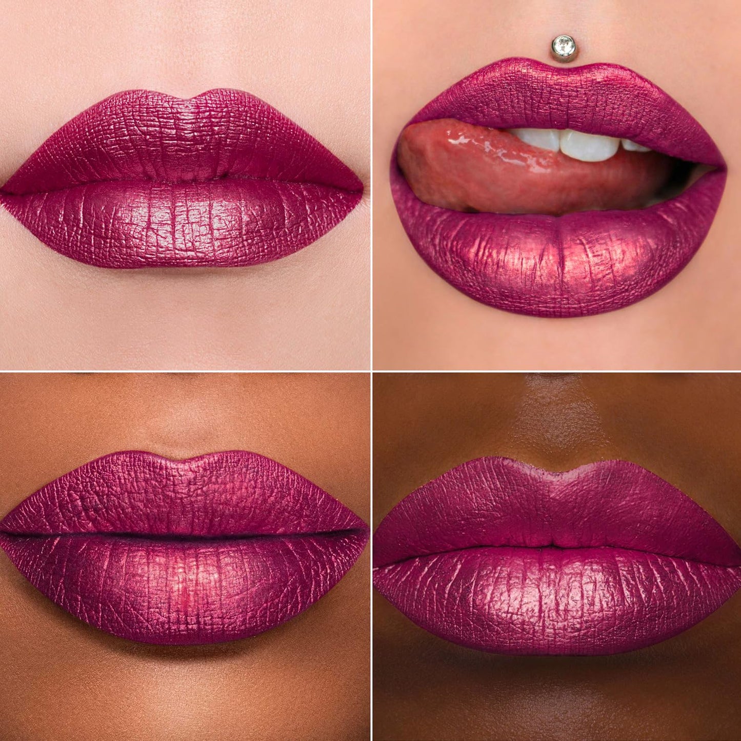 MAKI YIKA 3Pc Metallic Lipstick Long Lasting, Hot Pink Red Brown Glitter Lipsticks, High Shine Lipstick No Smudge No Transfer Liquid Lip Gloss (Hot Pink/Red/Brown)