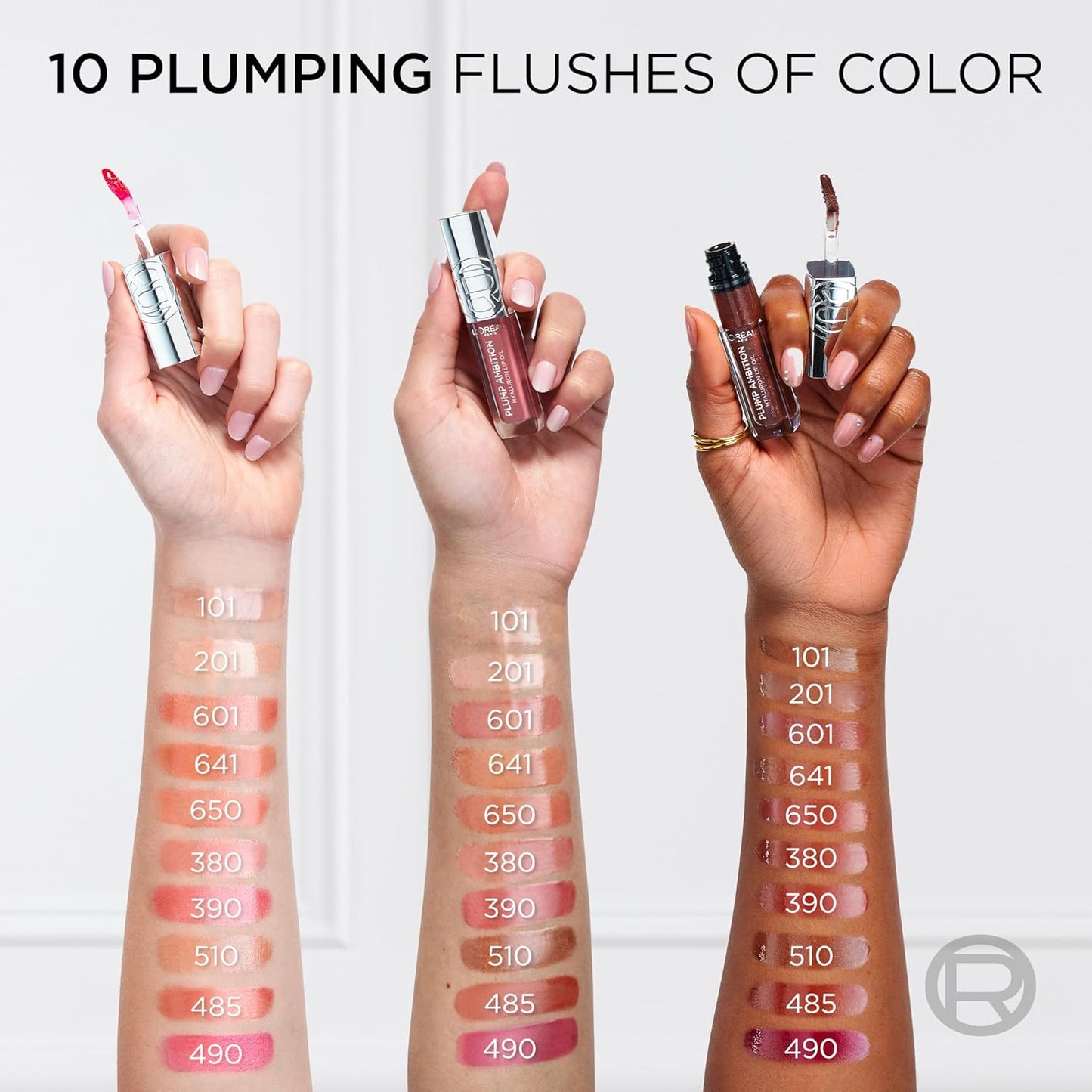 L'Oreal Paris Plump Ambition Hyaluron Lip Oil, 24 HR Lip Gloss with Hyaluronic Acid, Volumizing Formula with Glass-Like Shine, Nude Macaron 650, 0.16 Fl Oz