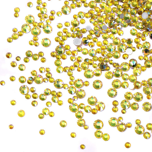 3456pcs Flatback Rhinestones Glass Charms Diamantes Gems Stones for Nail Art 6 Size ss4~ss12 Lemon AB