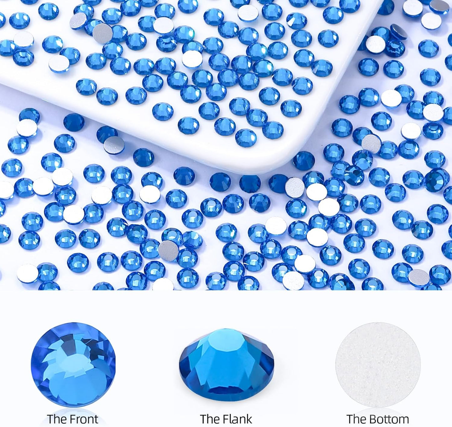 Capri Blue Flatback Rhinestones, Glass Rhinestones for Nail Art and Craft, Glue Fix, Loose Crystal Gemstones(Capri Blue, SS20, 1440pcs, 4.6-4.8mm)