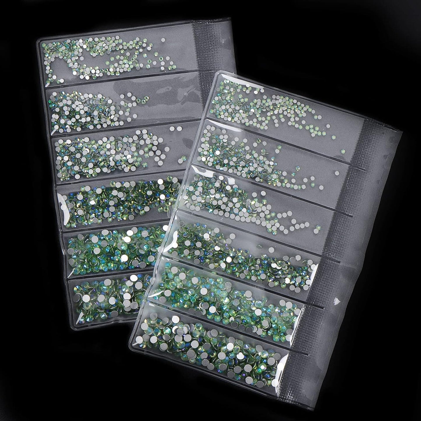 3456pcs Flatback Rhinestones Glass Charms Diamantes Gems Stones for Nail Art 6 Size ss4~ss12 Light Green AB