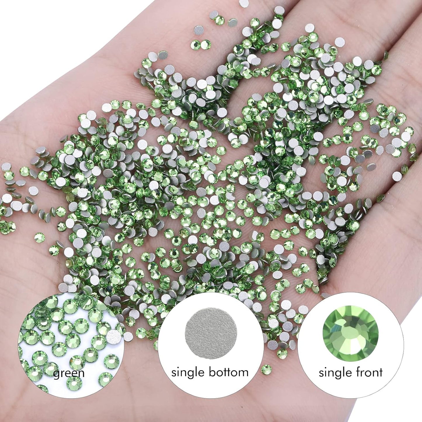 1440Pcs Light Green Crystal Rhinestones,Glass Flatback Rhinestones Gemstones Small for Nail Face Makeup Art Crafts Clothes Decoration - (SS6,2.0mm,Light Green)