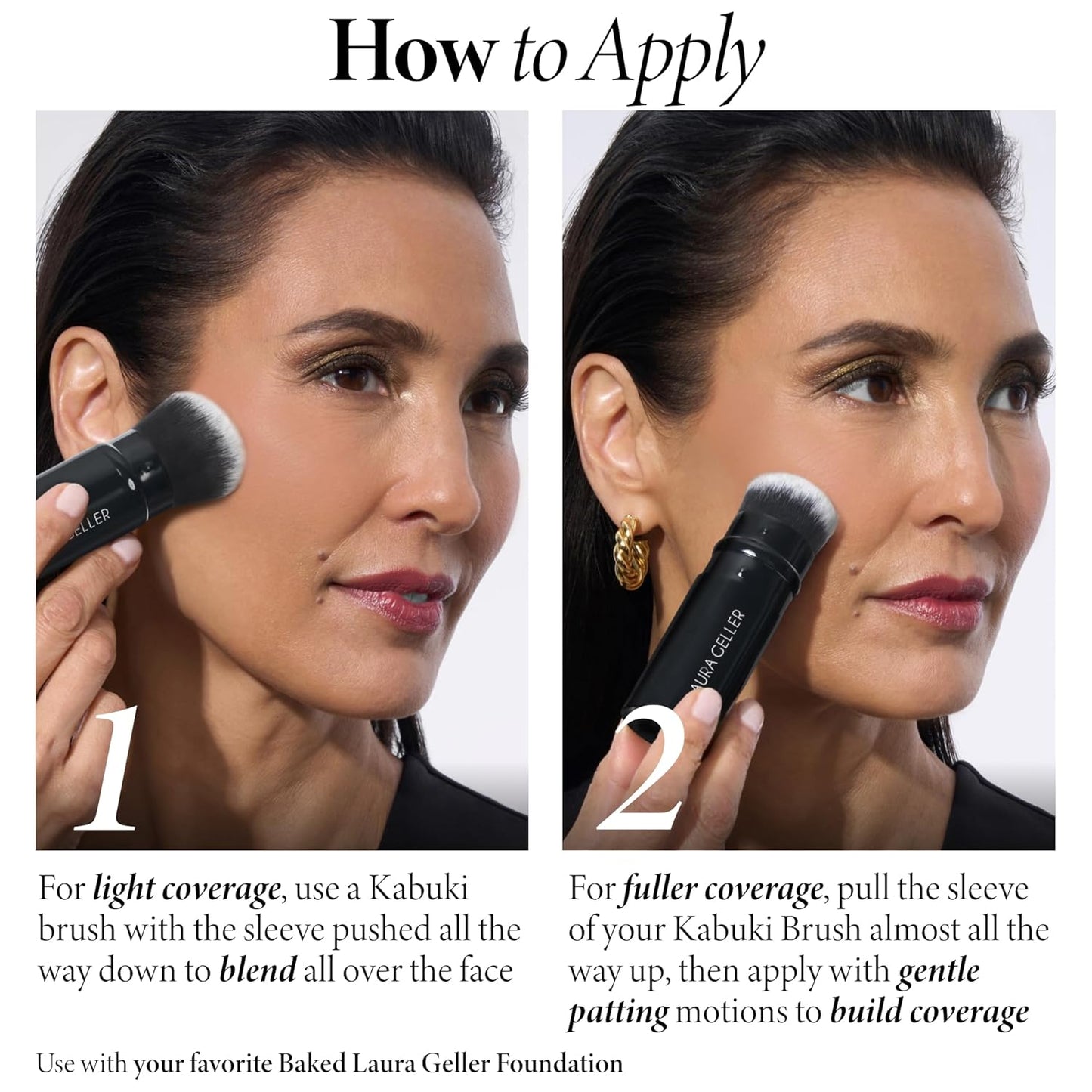 LAURA GELLER NEW YORK Baked Balance-n-Brighten Foundation with Kabuki Brush Makeup Set, Light