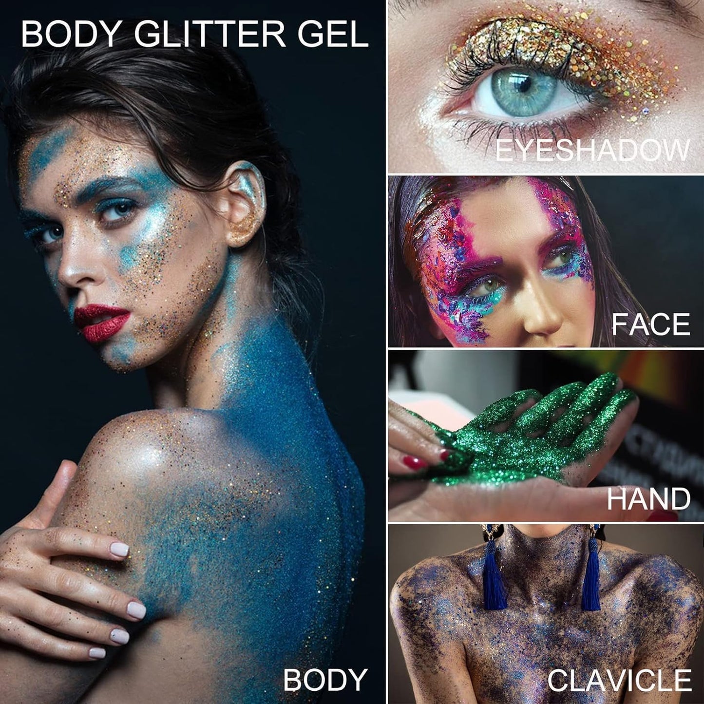Cute Pink Face Body Hair Glitter Gel for Singer Concert Die-Hard Fans Makeup Accessories, Long Lasting Holographic Chunky Mermaid Sequin Sparkling Glitter Paint Makeup for Women Kids, 1oz