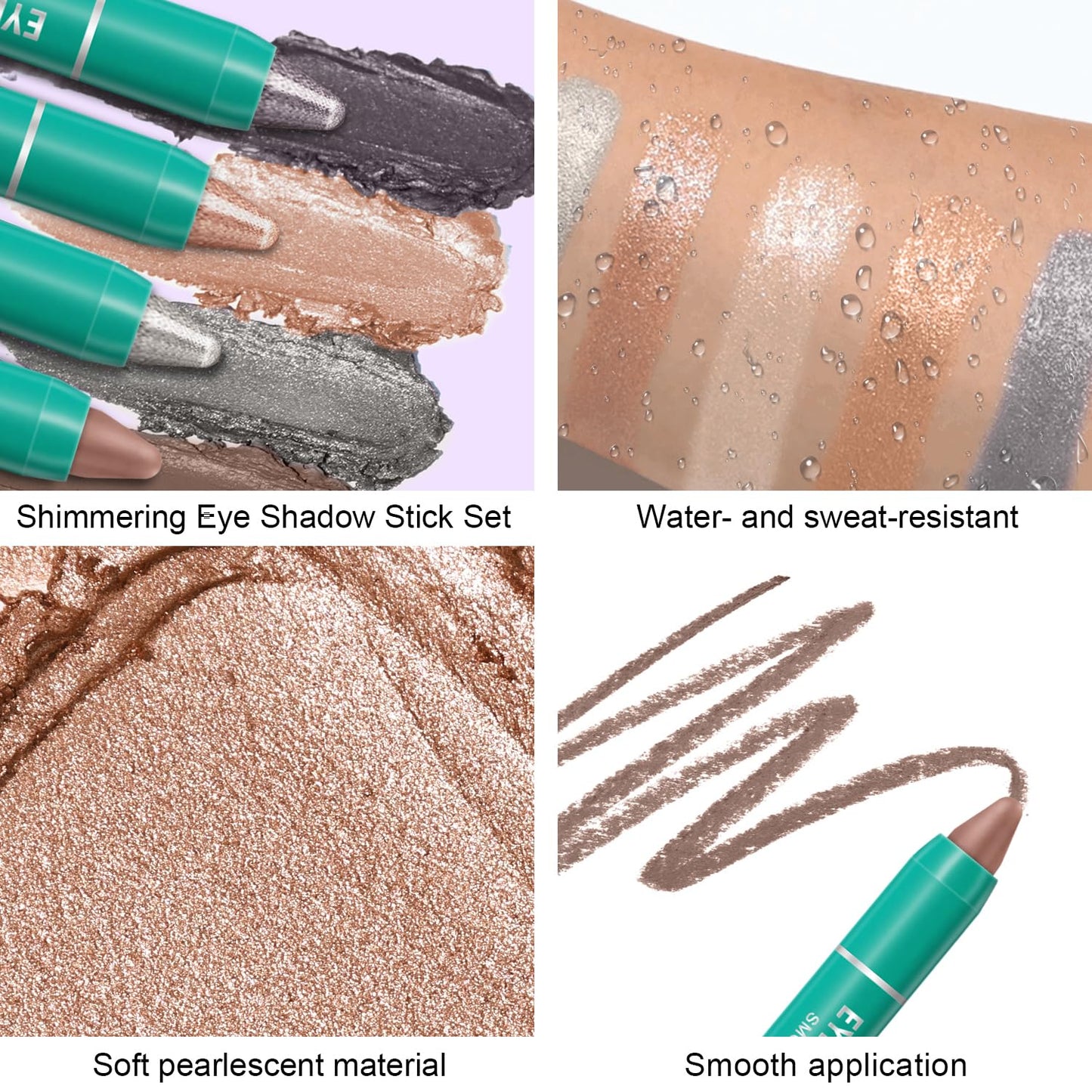 8Pcs Eyeshadow Stick, Cream Eye Shadow Brightener Sticks Set for Eyes, Champagne Pearl Taupe Bronze Cocoa Stone Putty Smoky Amethyst Shimmer Matte Pencil Eye Eye Liner Makeup Waterproof (SET A)