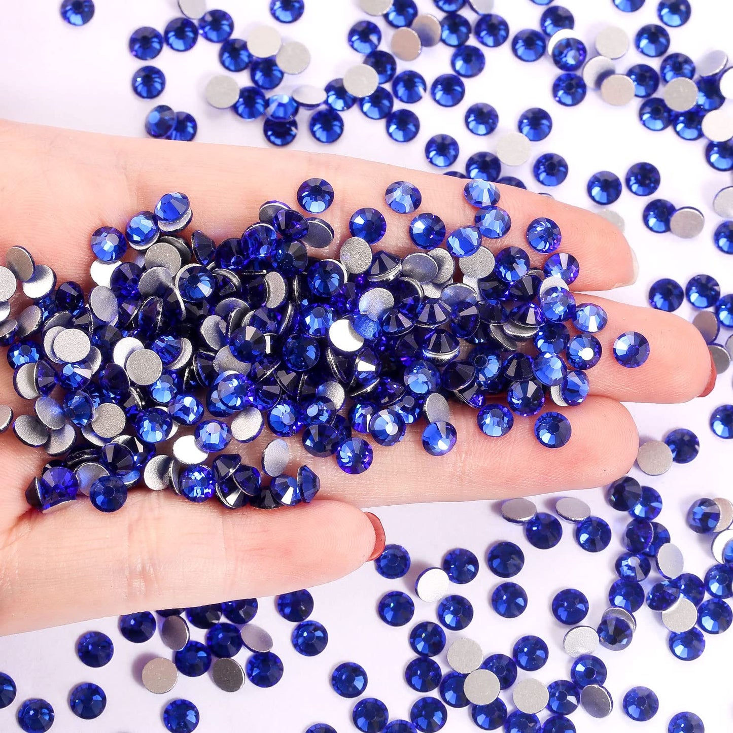 1440Pcs Blue Crystal Rhinestones,Glass Flatback Rhinestones Gemstones for Nail Face Makeup Art Crafts Clothes Decoration - (SS20,4.8mm,Blue)