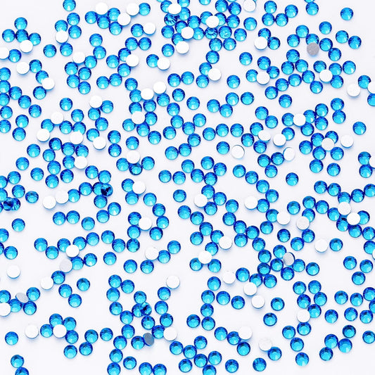 1440Pcs Blue Zircon Crystal Rhinestones,Glass Flatback Rhinestones Gemstones for Nail Face Makeup Art Crafts Clothes Decoration -(SS12,3.0mm,Blue Zircon)