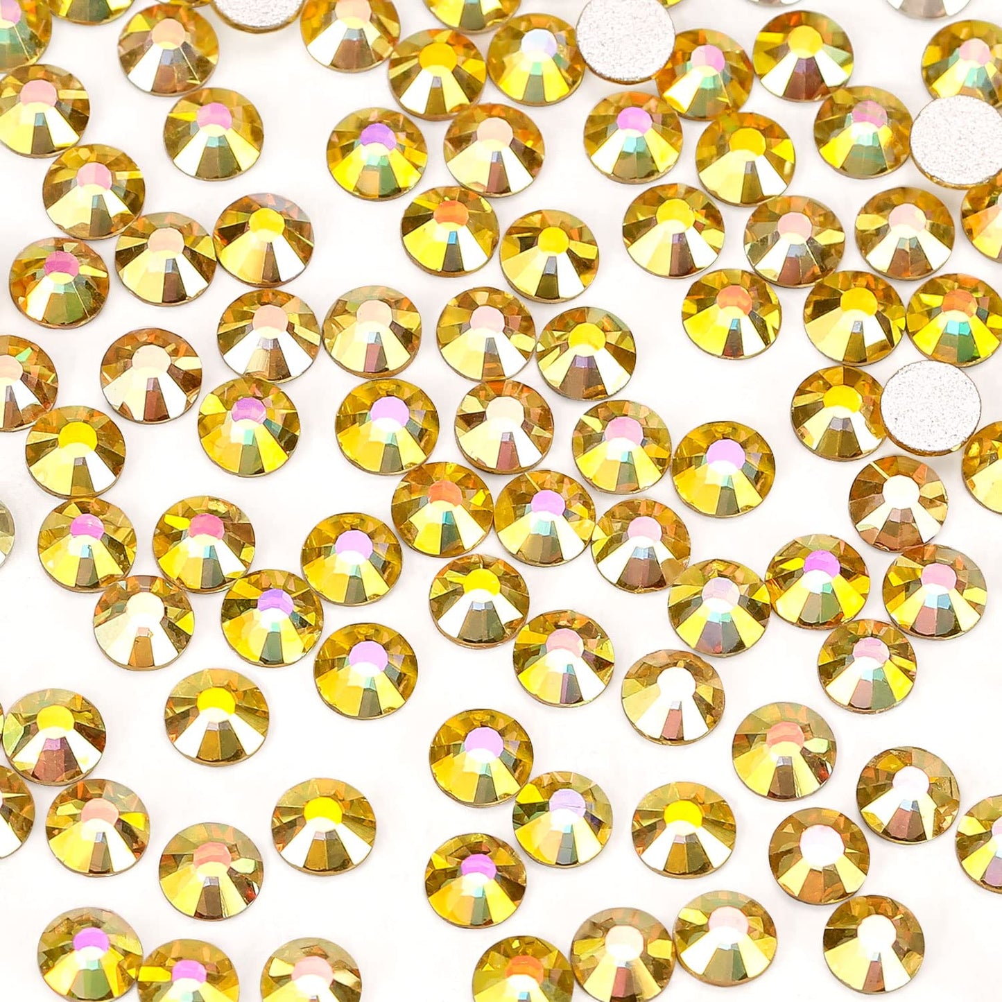 1440Pcs Metallic Sunshine Crystal Rhinestones,Glass Flatback Rhinestones Gemstones for Nail Face Makeup Art Crafts Clothes Decoration-(SS12,Metallic Sunshine)