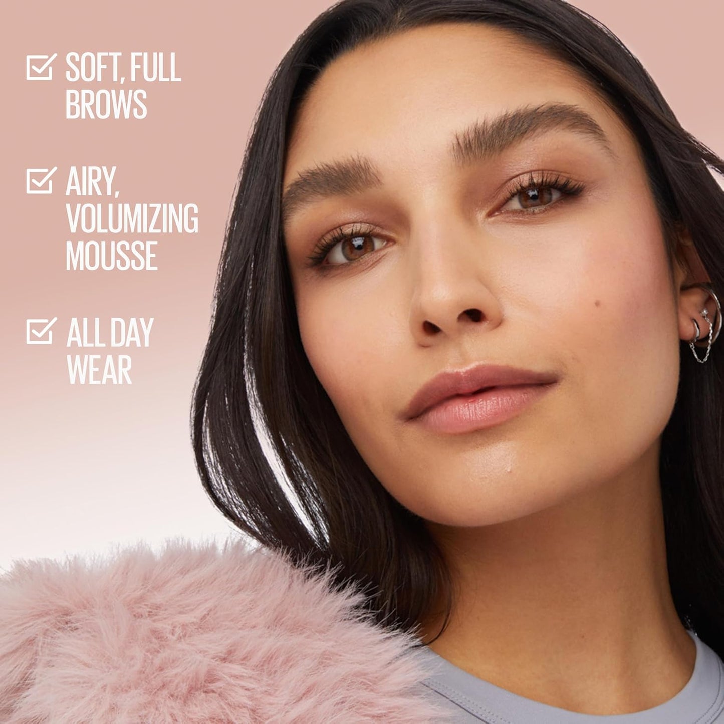 Maybelline Superfluff Volumizing Brow Mousse, All Day Tinted Brow Gel For Soft Full Brows, Deep Brown, 1 Count