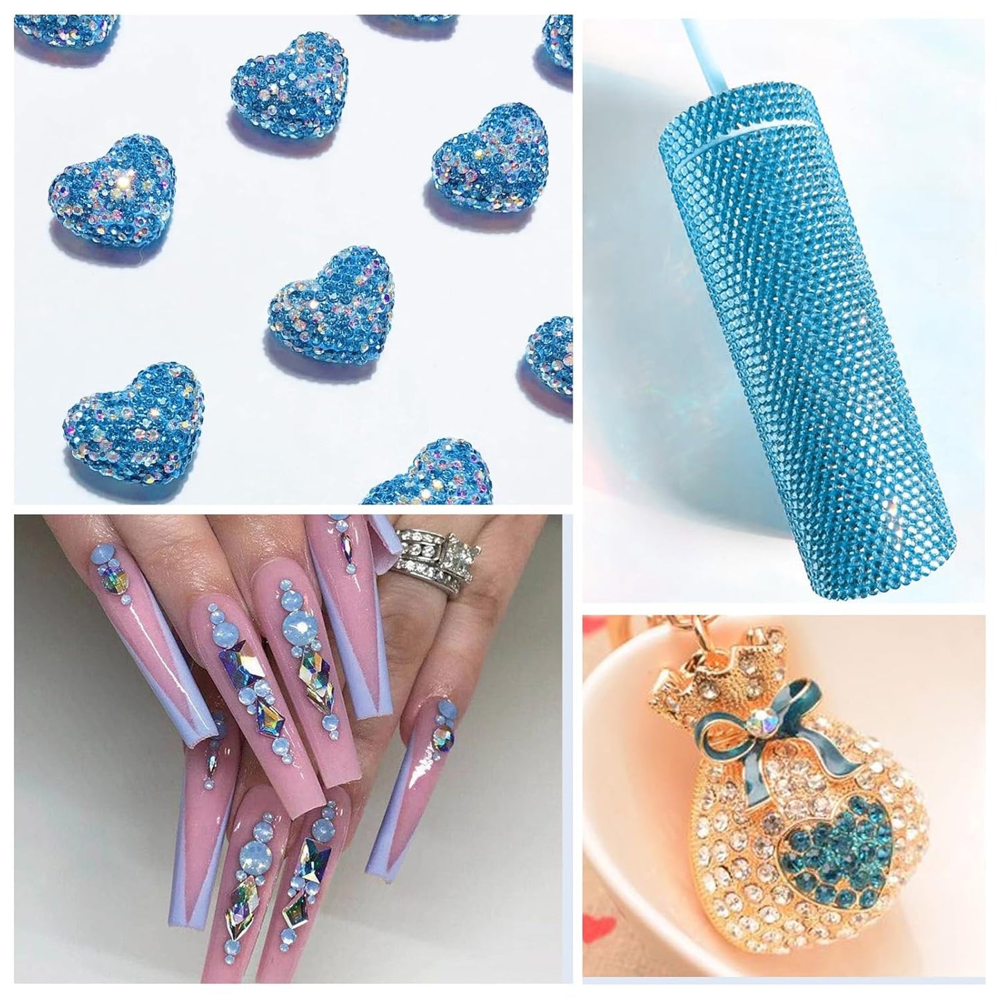 1440Pcs Aquamarine Crystal Rhinestones,Glass Flatback Rhinestones Gemstones for Nail Face Makeup Art Crafts Clothes Decoration -(SS20, 4.8mm,Aquamarine)