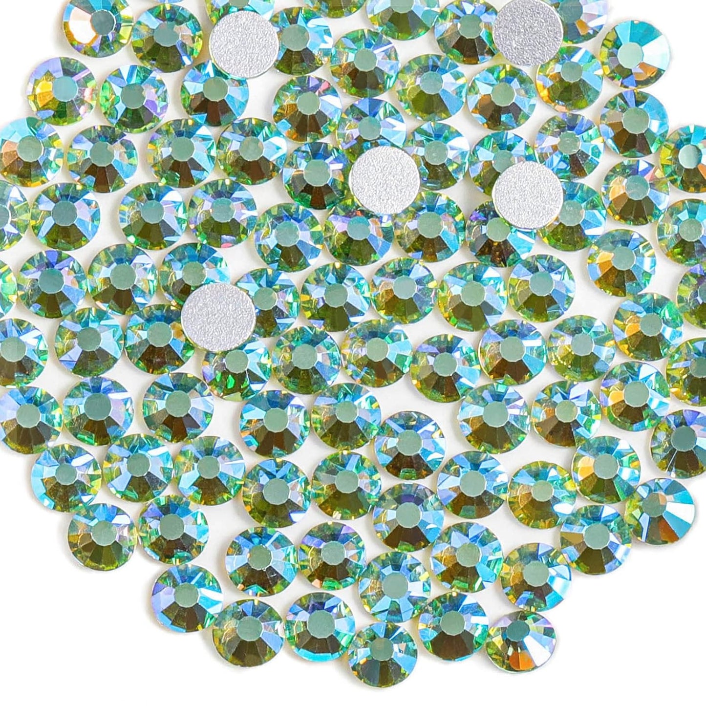 Beadsland 1440 Pieces Flat Back Crystal Rhinestones Round Gems, Peridot AB,SS3,1.2-1.4mm