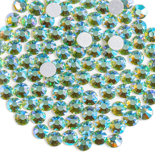Beadsland 1440 Pieces Flat Back Crystal Rhinestones Round Gems, Peridot AB,SS3,1.2-1.4mm