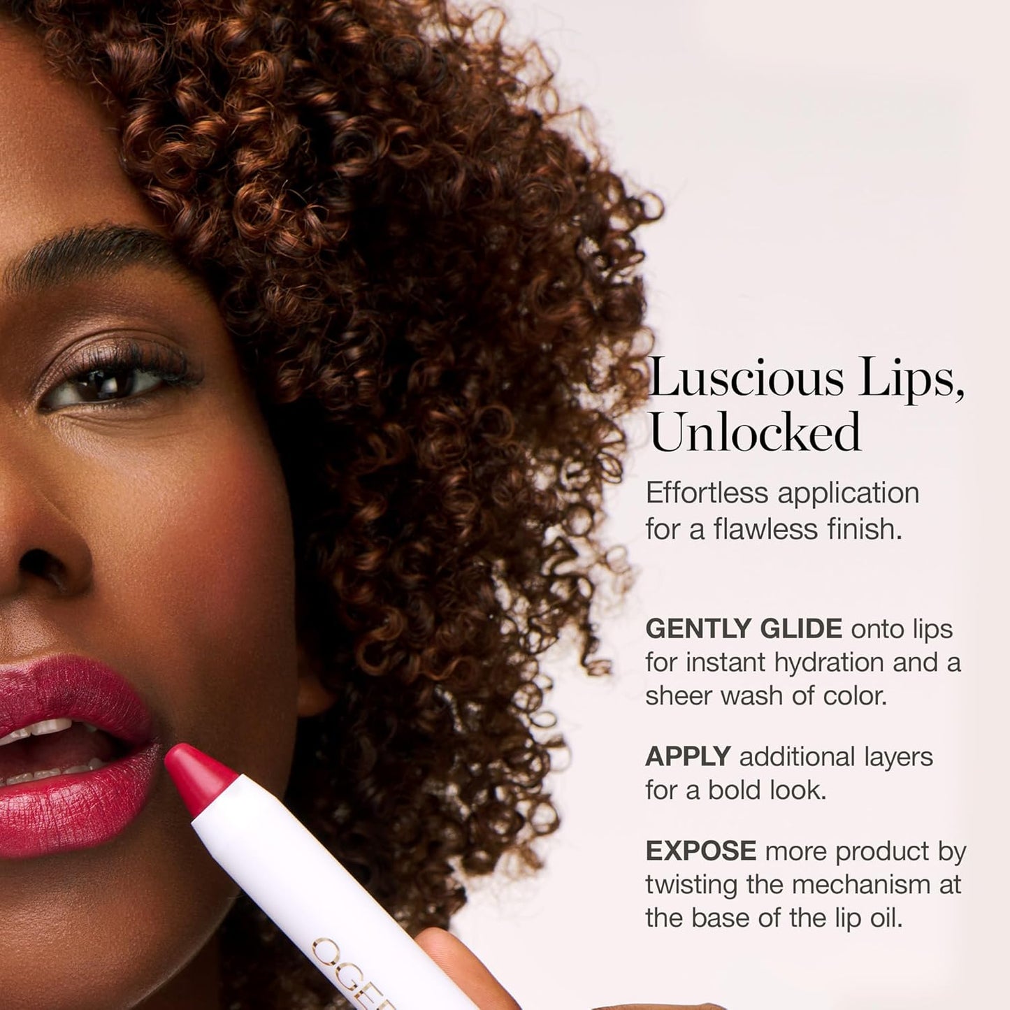 Ogee Tinted Sculpted Lip Oil - Lip Stain Made with 100% Organic Coconut Oil, Jojoba Oil, and Vitamin E - Best as Lip Balm, Lip Color or Lip Treatment - VIOLA