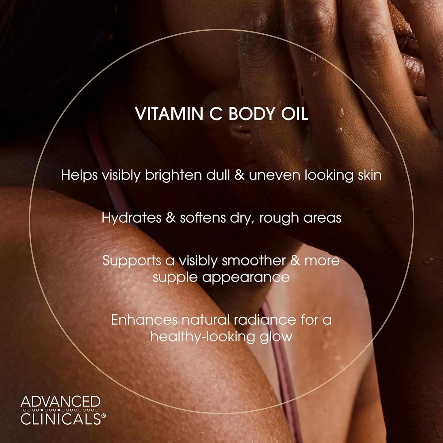Advanced Clinicals Collagen Body Oil + Vitamin C Brightening Body Oil Moisturizer 2pc Skincare Set - Nourishing, Brightening, & Firming Massage Oil To Improve Look Of Crepe Skin + Dark Spots, 2PC Set