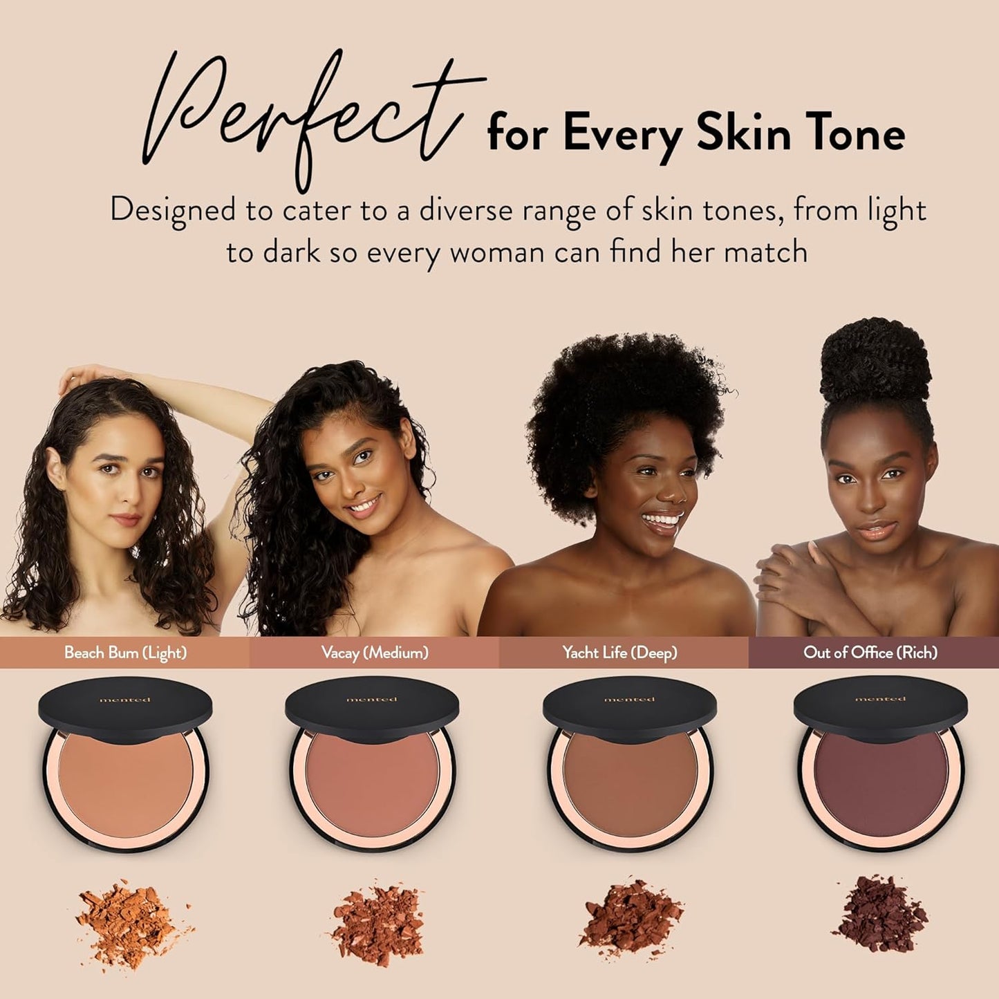 Mented Cosmetics Made in Italy, Cruelty Free Makeup, Vegan, Paraben Free, Shimmer Bronzer, Highlighter Bronzing Powder Palette for Face with Vitamin E + A, 0.35oz/10g, Vacay