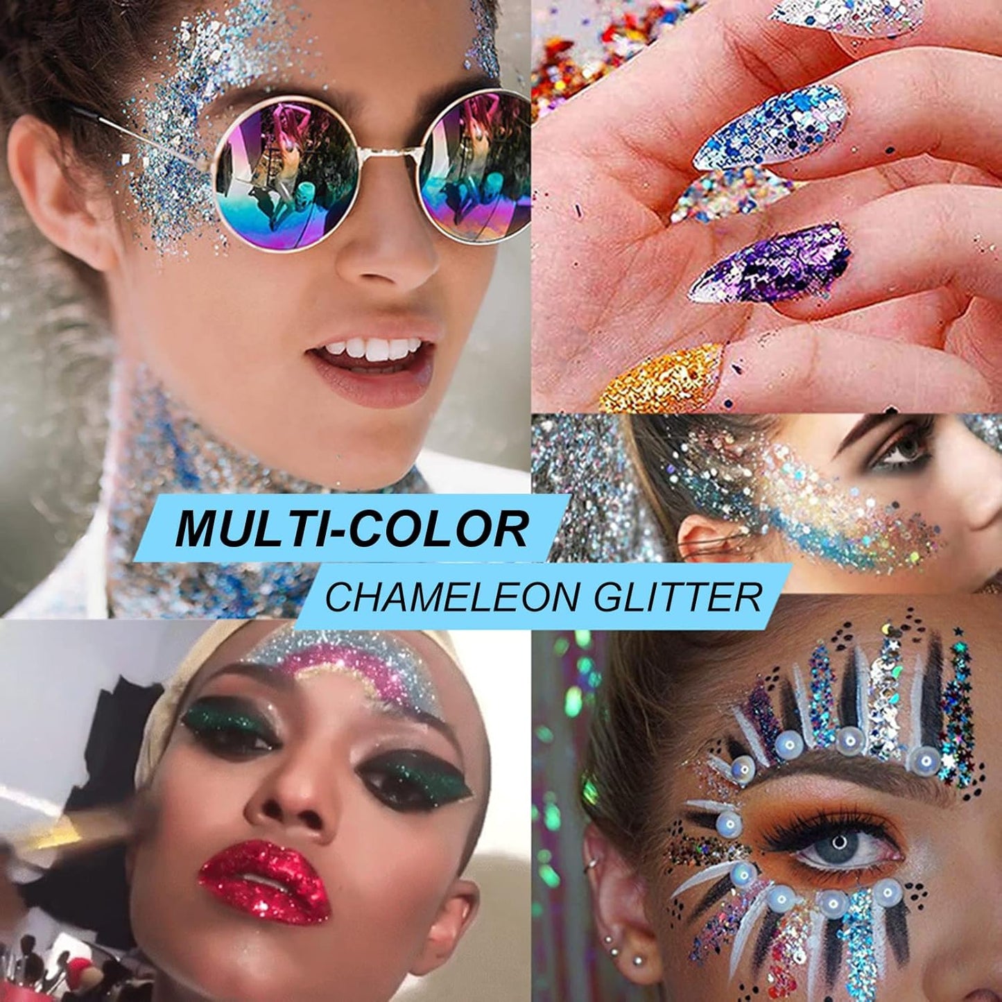 Gemstone Purple Face Body Glitter Gel Maekup for Women and Kids, Longwear Shimmer Holographic Mermaid Sequin Hair Glitter Gel for Singer Concert Music Festival Rave Accessories, 1oz