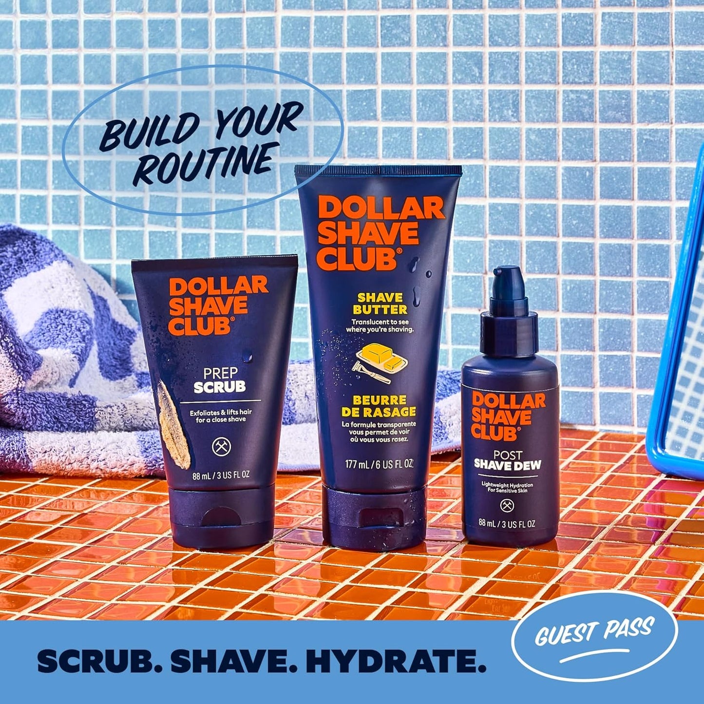Dollar Shave Club | The Guest Pass Shave Set | 2 Extra Close Refill Cartridges, 1 Handle (Black), 1 Razor Cover
