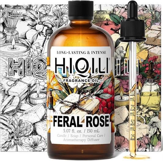 HIQILI Feral Rose Fragrance Oil for Candle Making, Inspired by Gr-Lain ROS.B-Bare, DIY Scented Body Oils, Home Luxury Scents for Essential Oil Diffuser - 5.07 Fl Oz